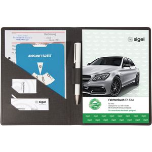 Sigel Fahrzeugmappe EF515, Leinenstruktur, A5, aus Kunststoff, mit Stifthalter, anthrazit
