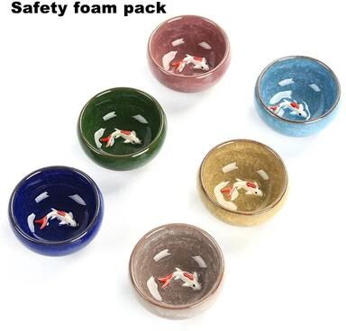 Uplift Treasures 3D Golden Fish China Tea Cup Set 6 Pcs a