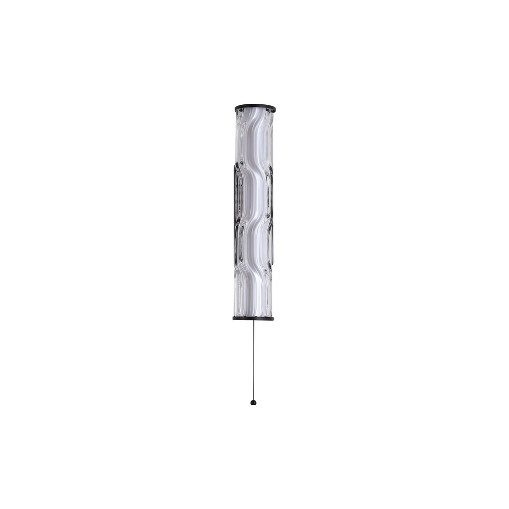 Searchlight Vibrate Wandlamp zwart met glazen cilinder, 33 cm
