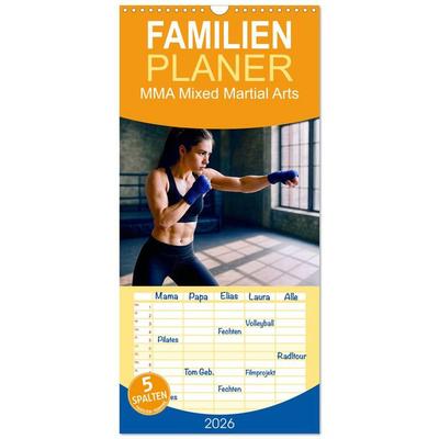 Familienplaner 2026 - MMA Mixed Martial Arts mit 5 Spalten (Wandkalender, 21 x 45 cm) CALVENDO