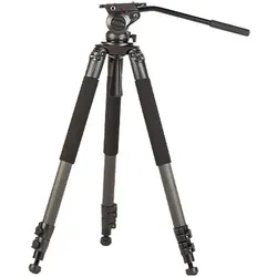 Swit MUF100C Carbon-fiber Camera Tripod KIT, with TH100 Fluid Video Head, 10kg Payload, Soft (Carbon), Stativ, Schwarz