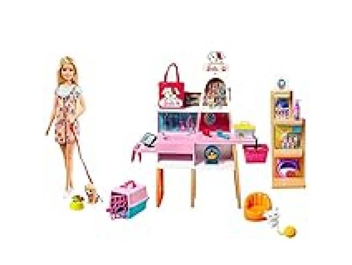 Barbie Poupée (29 cm Blonde) et Coffret Boutique d'animaux