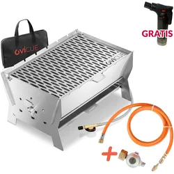 Ovicue L Kompaktgrill 3,5 kW Leistung & 1,3 m Adapter-Set für 5 kg oder 11 kg Ga...