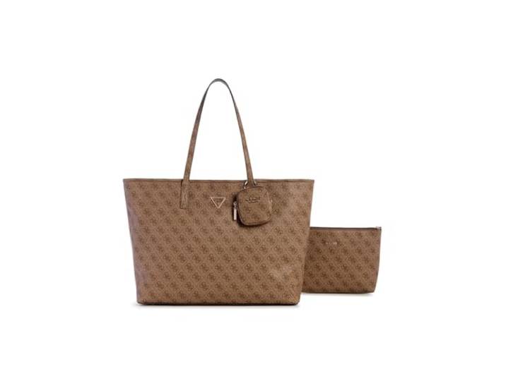 GUESS Power Play Large Tech Tote Latte Logo