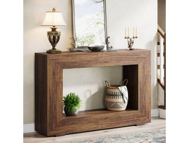 Table Console Finmind Espace de Rangement 120x30x86 cm Table D'appoint de Salon Pour Entrée Couloir Salon Brun