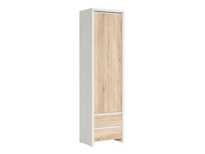 Armoire colonne 1 porte 2 tiroirs panneaux agglomérés marron