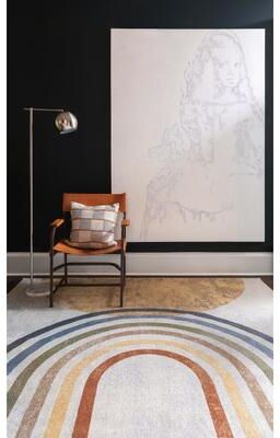 Livabliss Lillian Machine Washable Rainbow Stripes Area Rug
