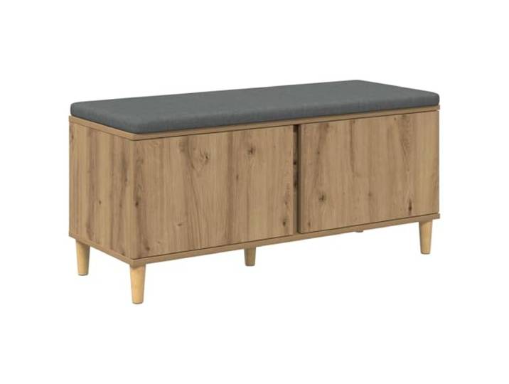 GKHPYURE Sitzbank für den Eingang, Eiche handgefertigt, 100 x 38 x 46 cm Holztechnik, Stoff, Kissen - abnehmbare Rutsche, Schuhregal, Flur, Innenausstattung