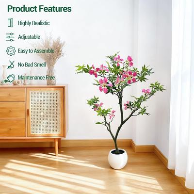 YUN 4 ft Artificial Pink Blossom Tree in Pot