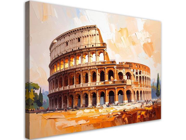 Feeby Leinwandbild Römisches Kolosseum Architektur 90x60cm, Beige, Stadtarchitektur, Rechteckig, 90x60 cm, Bilder & Rahmen, Bilder, Leinwandbilder