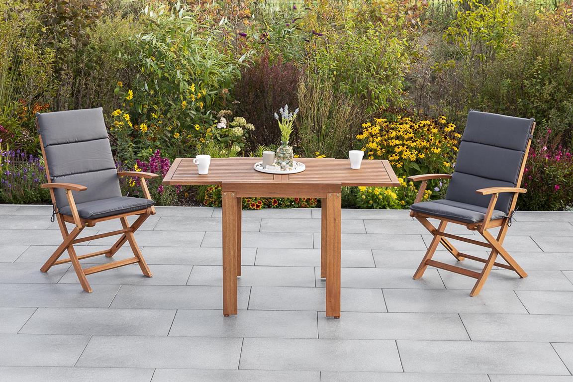 MERXXHANDELS Comdoro Set 5tlg 2 Sessel Kissen Tisch 65(130)x70cm 16909160