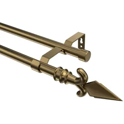 GARDINENSTANGE Olymp Matteo 160 cm, 2-läufig (ohne Ringe), 16 mm Ø Messing Antik