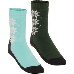 Kari Traa, Damen, Sportsocken, KT Wool Sock 2PK (39 - 41), Grün, Mehrfarbig