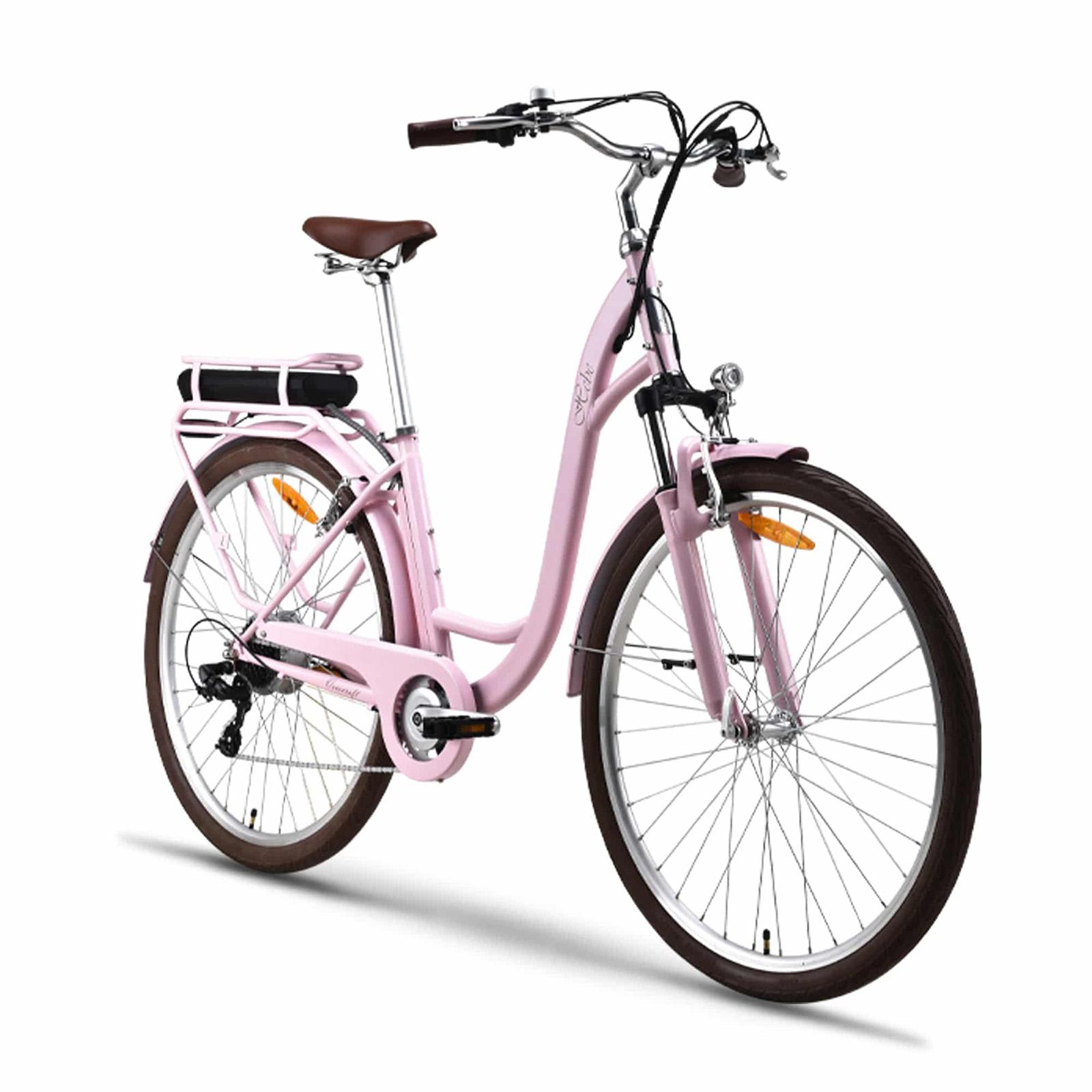 Vecocraft Hebe E-Bike 28 inch Stahl E-Bike 7-speed 36V 10Ah 360Wh Akku 60-80km pink