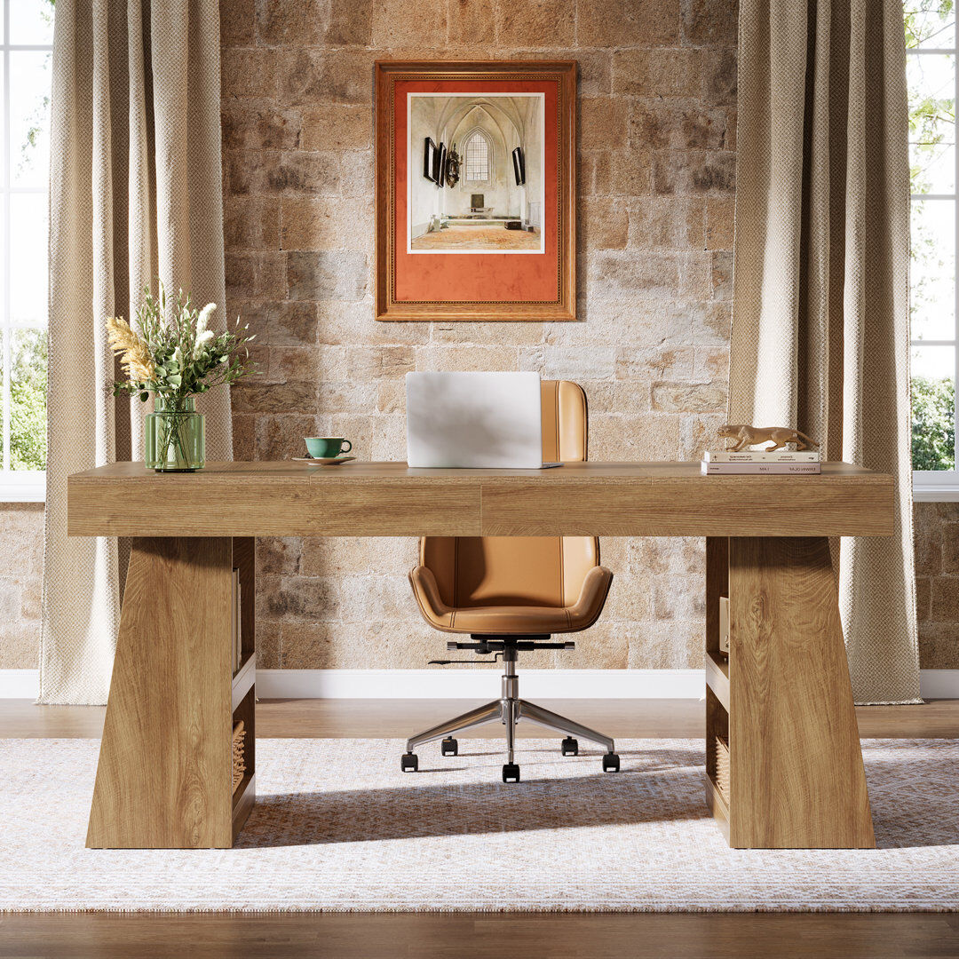 Blue Elephant Computer Desk Brown 76.5cm H X 63.5cm W X 70cm D