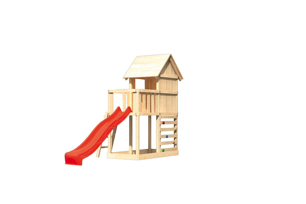 KARIBUHOLZT Akubi Stelzenhaus Frieda natur Rut. rot+Kletterwand 16938208