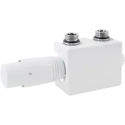 LuxeBath ECD Germany Ventil-Armaturen Set Multiblock Weiß Universal, Eck- & Durchgangsform, inkl. Thermostatkopf, Anschlussgarnitur für Badheizkörper