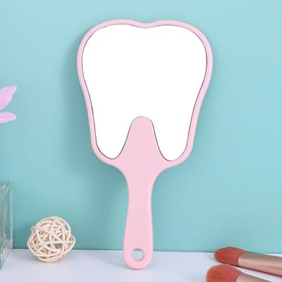 Fusion Finds Cute Tooth Shaped Handheld Mirror High Definition PVC Makeup & Dental Mirror Gift pink