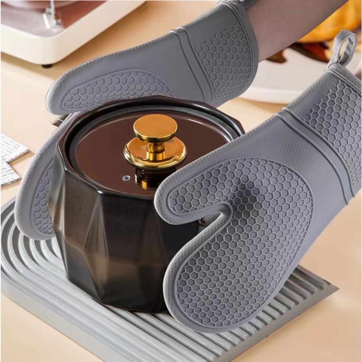 INF Silikon-Ofenhandschuhe (2er-Pack) - Hitzebeständige Küchenhandschuhe zum Backen & Kochen