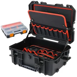 HMF 15603-02 Outdoor Werkzeugkoffer leer, Werkzeugkasten groß, 46,5 x 36 x 20,5 cm