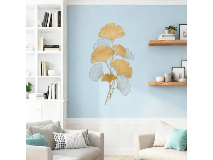 Décoration murale en métal, art en fer, Ginkgo Biloba, décoration murale tridimensionnelle, décoration de la maison, cadeau classique exquis
