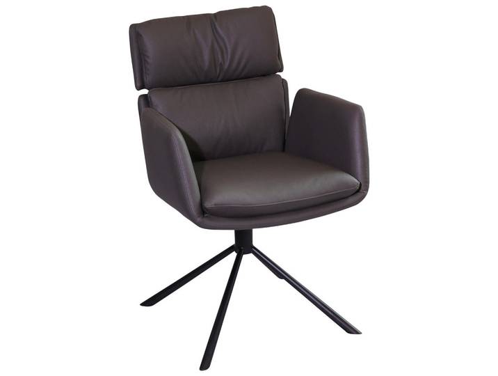 Novel Armlehnstuhl, Grau, Schwarz, Metall, Textil, Drehkreuz, 60x92x67 cm, SGS-geprüft, Stoffauswahl, Sitzfläche 360° drehbar, Esszimmer, Stuhl, Polsterstühle