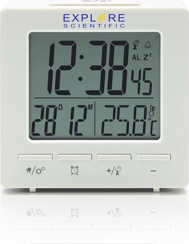 explore scientific Rdc1005wht Orologio Sveglia Digitale Con Temperatura Interna Doppio Allarme Display Lcd Colore Bianco - Rdc1005wht