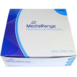 20x10 MediaRange Premium Alkaline Knopfzelle Batterien AG10 LR54 1.5 V