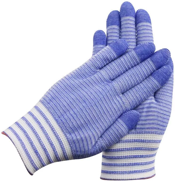 INF Gants de travail en nylon - Motif zébré bleu 200g, 12 paires - Légers et résistants à l'abrasion