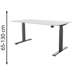 fm-Büromöbel Schreibtisch fouraction weiß / anthrazit, elektrisch höhenverstellbar, 160 x 65-130 x 80 cm