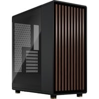 North Charcoal Black TG Dark, Tower-Gehäuse schwarz/holz, Tempered Glass-Version