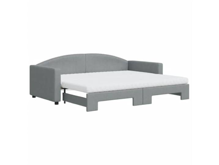 PUGYNBK Schlafsofa, 90 x 200 cm, hellgrauer Stoff 2 Schaumstoffmatratzen, Holz- und Metallstruktur, Lattenrost, modernes Design für Gäste