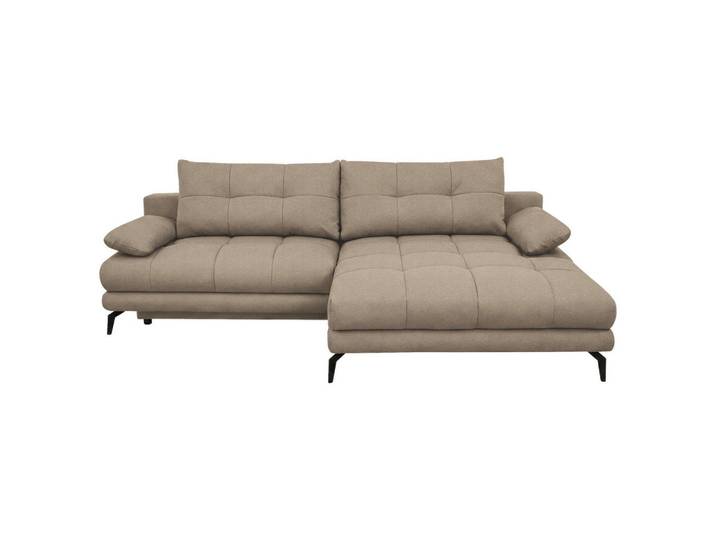 Carryhome Ecksofa, Beigebraun, 3-Sitzer, Füllung: Schaumstoffflocken, Ottomane rechts, L-Form, Liegefunktion, seitenverkehrt erhältlich, Rücken echt, Wohnzimmer, Sofas & Couches, Wohnlandschaften, Ecksofas