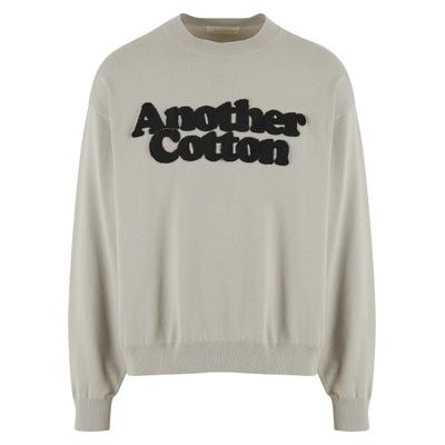 Rundhalspullover ANOTHER COTTON LAB "Another Cotton Lab", Herren, Gr. L, beige, 100% Baumwolle, mehrfarbig, oversize, Rundhals, Pullover Rundhalspullover
