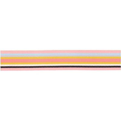 Webband Multi Streifen, Rosa/Schwarz/Iri/Grau/Gelb/Blau