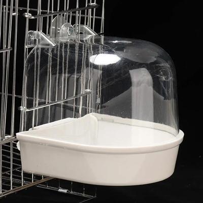 Uplifted Finds Hanging Bird Bath Box   Clear Parakeet Shower For Cages   Professional Bird Grooming Accessory white