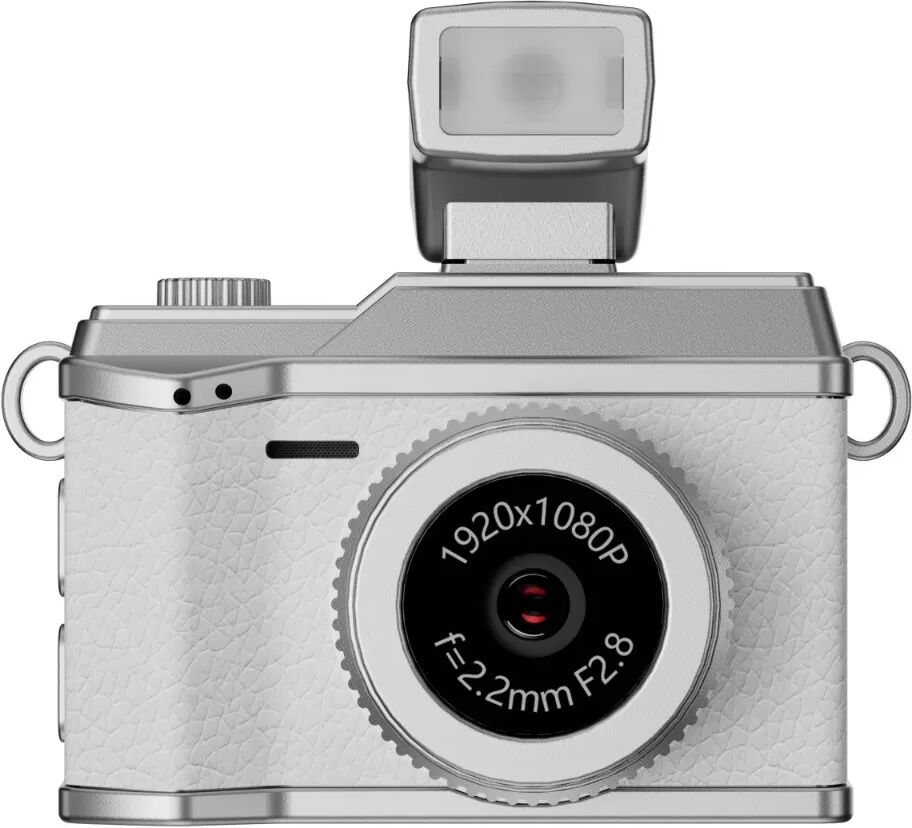 INF Mini Caméra Rétro avec Flash : Vidéo HD 1080P, Style Vintage, Enregistreur Portable Blanc