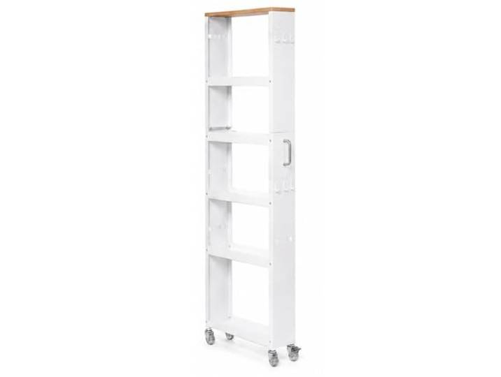 MJJRWF Mobiler Aufbewahrungswagen Mit Verstellbaren Regalen Für Küche Schmaler Rollwagen für Küchenlücken, Holzoberseite, verstellbare Regale(20x40x153.5cm)