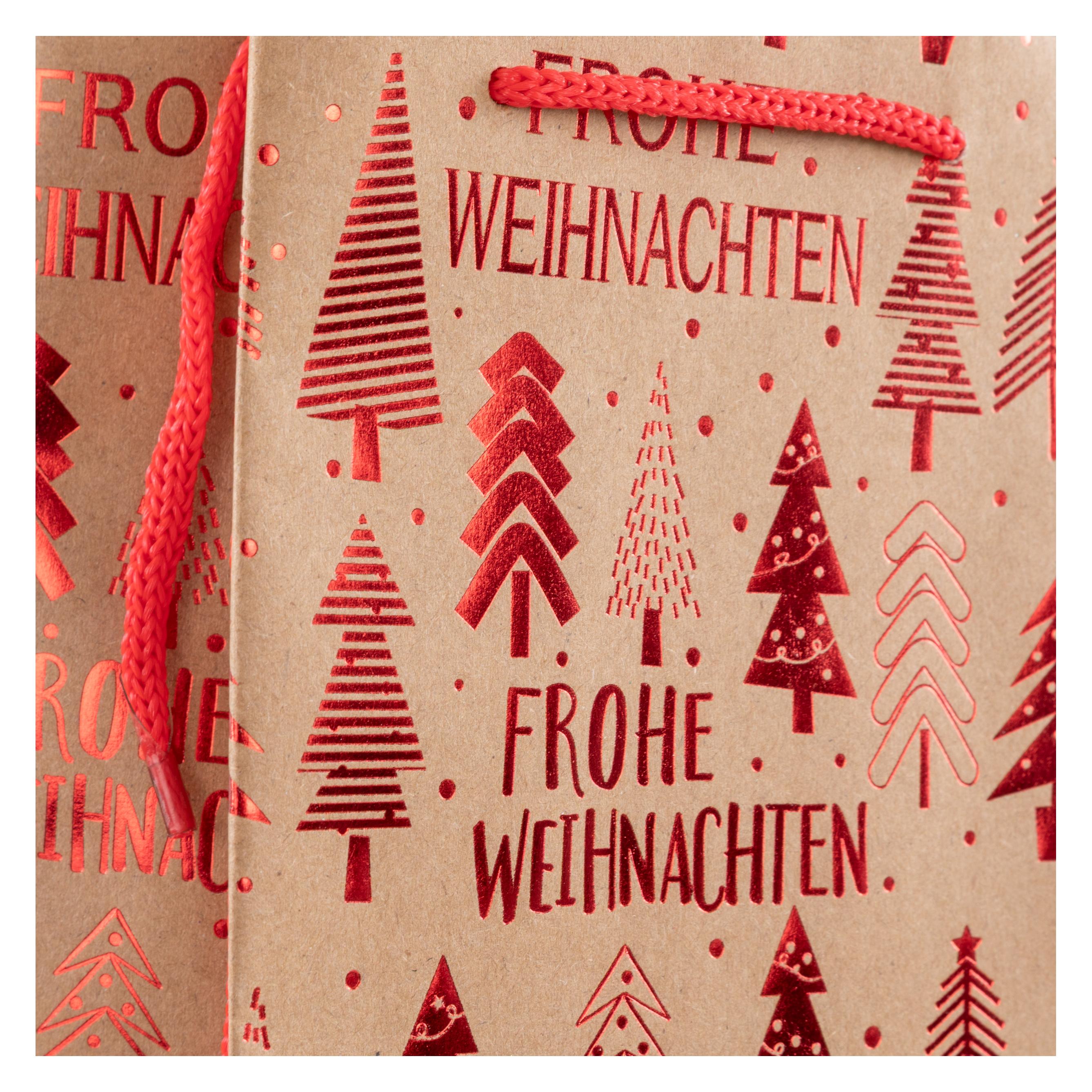 Idena Flaschentasche Frohe Weihnachten rot 13x35x9cm (1x) (77486163)