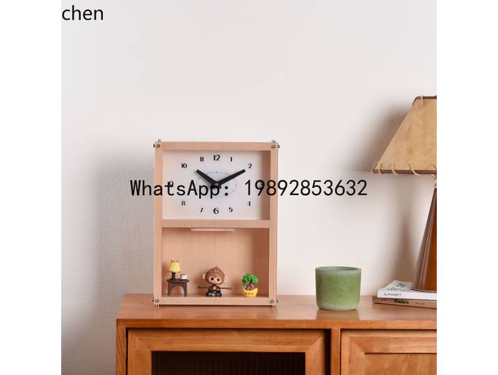 Horloge murale décorative rectangulaire pour salon, boîte de rangement avec lumière intégrée