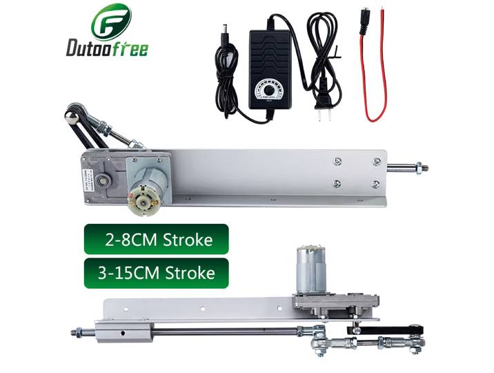 Actionneur linéaire à mouvement alternatif de 2-8 cm et 3-15 cm, contrôle de vitesse, alimentation CC 12V/24V, moteur télescopique 45~200 tr/min