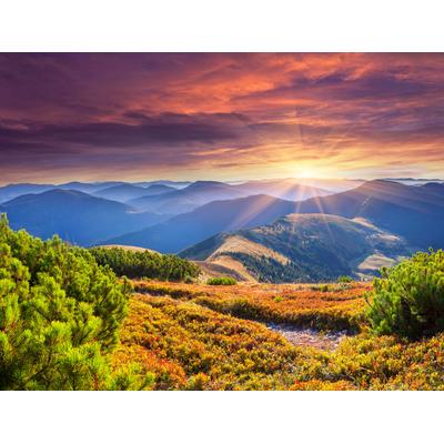 Fototapete PAPERMOON "ALPEN-FLUSS im GEBIRGE", bunt, B:2,5m L:1,86m, Vlies, Tapeten
