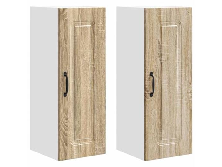 Küchen-Wandschrank Kalmar 2 Stk. 6 Regale 2 Türen Holzwerkstoff 30 cm Holzwerkstoff, 2 Schränke mit 6 Regalen und 2 Türen, bis 120 kg belastbar, für Küche und Vorratsraum, Oberfläche Sonoma-Eiche