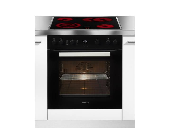MIELE Elektro-Herd-Set H2455E OBSW mit KM 6003 LPT , Energieeffizienz: A+, schwarz (obsidianschwarz), Herdsets, Herd-Set - Kombination aus Herd und flexibel nutzbarem Kochfeld, Elektro-Herd-Set