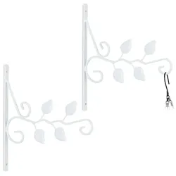 Relaxdays Blumenampelhalterung 2er Set Blattmotiv Weiß