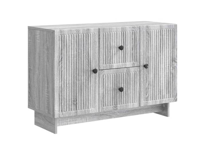 TEKGHUT Sideboard Graues Sonoma 89 x 34,5 x 60 cm Holzwerkstoff Ausziehschubladen, Regale, 90°-Pendeltüren, Knopfgriffe, Holzwerkstoff, Esszimmer, Wohnzimmer, einfache Pflege