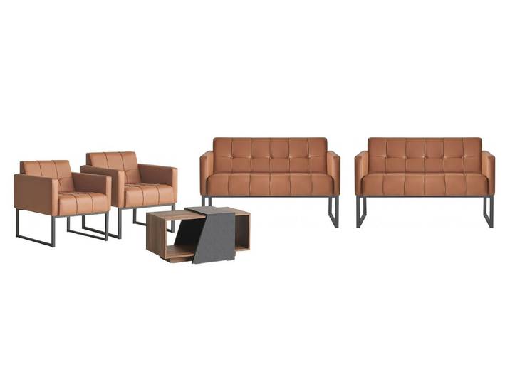 Xlmoebel Polstergarnitur 5-teiliges Arbeitszimmer-Set Braun mit 2-Sitzern und Sessel, (Arbeitszimmer-Set, 5-tlg., 5-teiliges Arbeitszimmer-Set), Made in Europa
