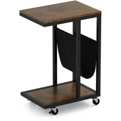 Helloshop26 - C-förmiger Beistelltisch 40 x 28 x 59 cm platzsparend und praktisch Industriestil braunes Metall 20_0013857