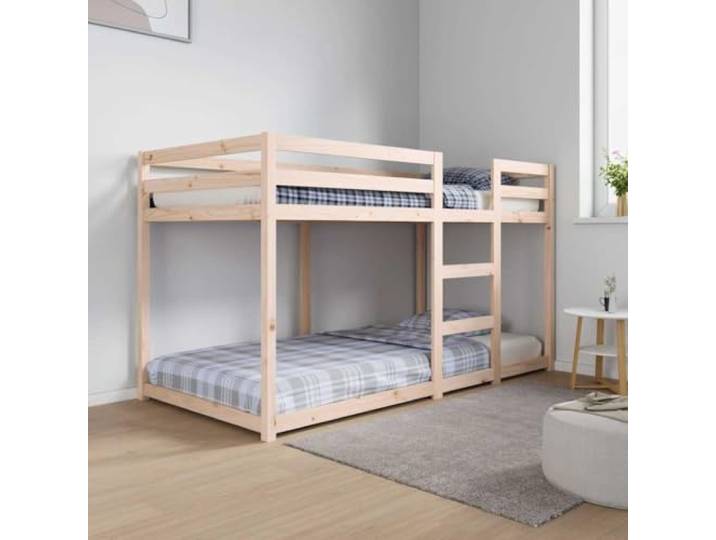 RJPLMFV Etagenbett ohne Matratze, 90 x 190 cm, Kiefer massiv Nur Rahmen, 2 Einzelbetten, Geländer inklusive, kompaktes Design