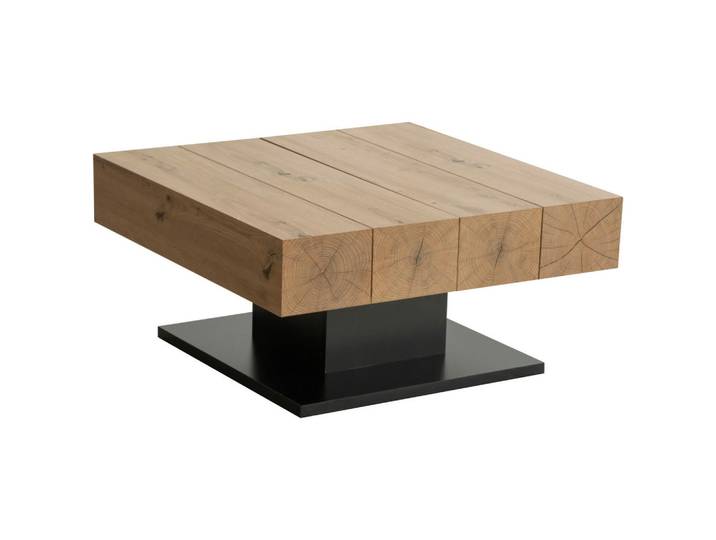 Carryhome Couchtisch, Schwarz, Eiche, quadratisch, eckig, Bodenplatte, 80x40x80 cm, Bsci, Stauraum, ausziehbar, Wohnzimmer, Wohnzimmertische, Couchtische, Couchtische mit Stauraum